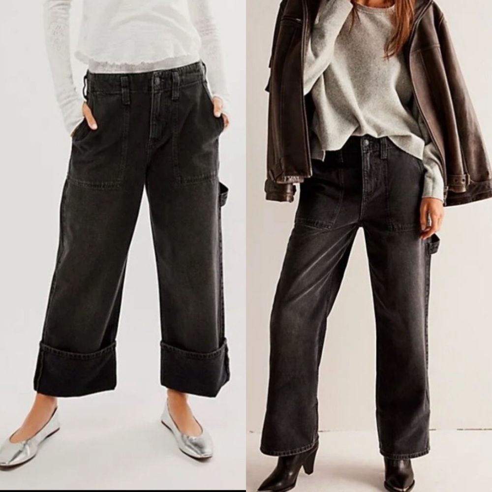 Free People We The Free - Major Leagues Mid-Rise Cuffed Crop Jeans. Size 30